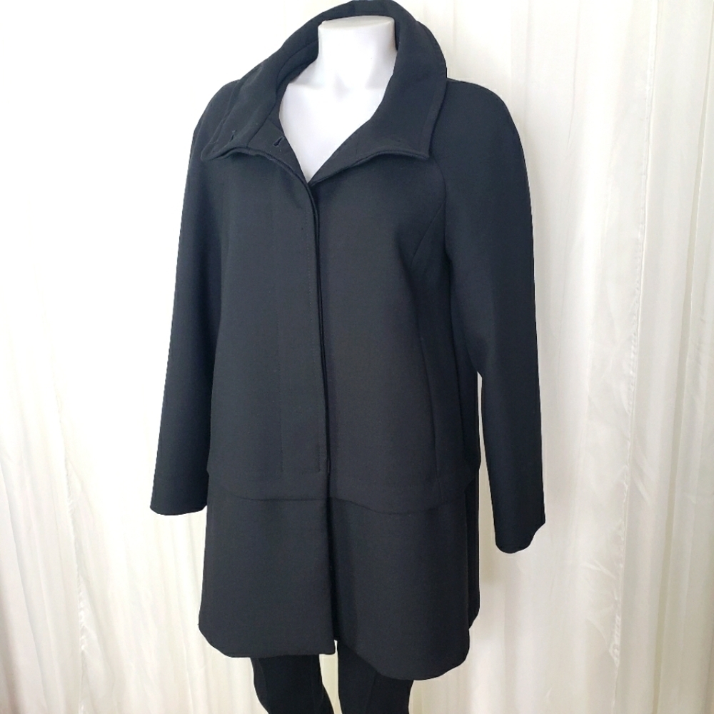 Zara Basic Black Wool Blend Coat Jacket Size Xl - image 1